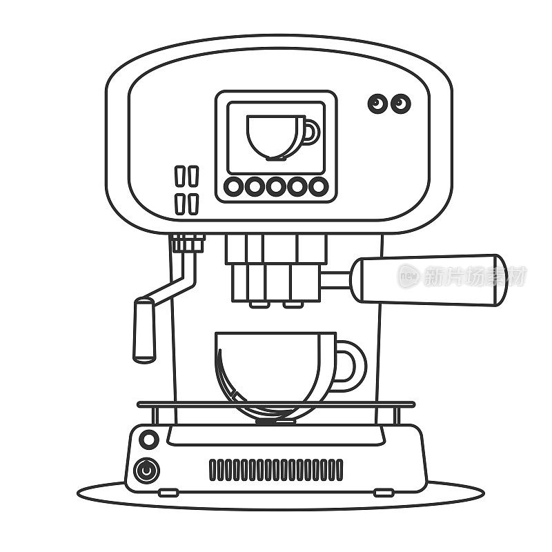 Contour icon coffee machine with a mug